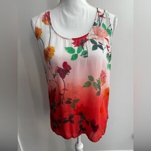 BB Dakota Floral Tank Top - Orange and Green